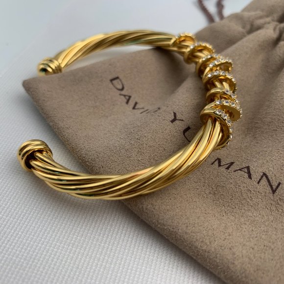 Gold diamond set open Bracelet - Picture 4 of 4